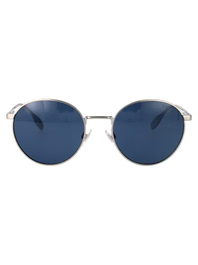 Polo Ralph Lauren Grigio Trasparente Lucido Metal Sunglasses In Blue