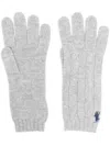 Polo Ralph Lauren Cable-knit Logo-embroidered Gloves In Grey