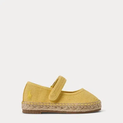 Polo Ralph Lauren Kids' Hadlee Canvas Mary Jane Espadrille In Pale Yellow