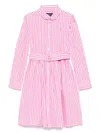 Polo Ralph Lauren Girls Pink Striped Shirt Dress In Pink