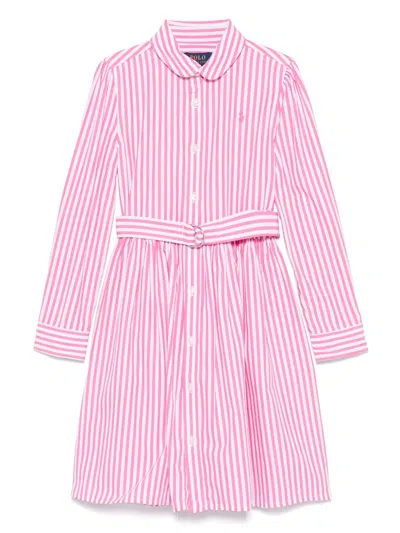 Polo Ralph Lauren Kids' Girls Pink Striped Shirt Dress