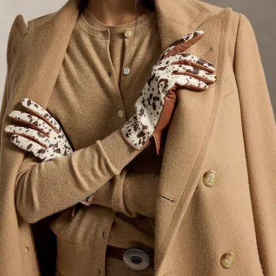 Polo Ralph Lauren Haircalf-leather Gloves In Cognac