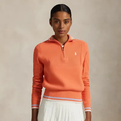 Polo Ralph Lauren Half-zip Cotton-blend Sweater In Peach Tree
