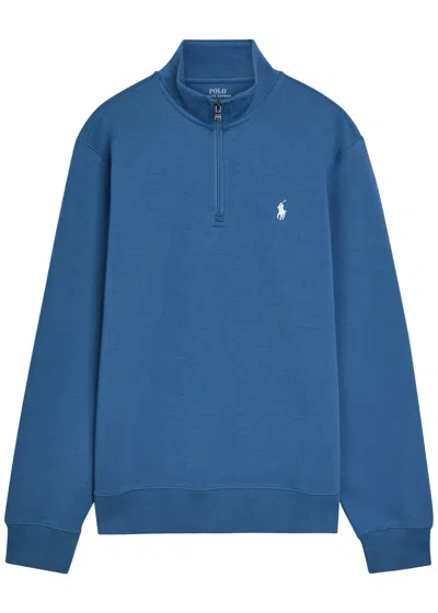 Polo Ralph Lauren Half-zip Cotton-blend Sweatshirt In Blue