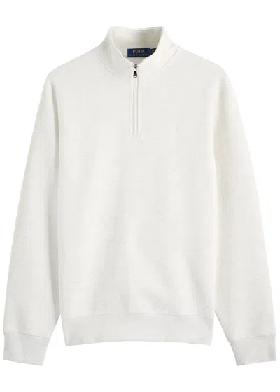 Polo Ralph Lauren Half-zip Cotton-blend Sweatshirt In White