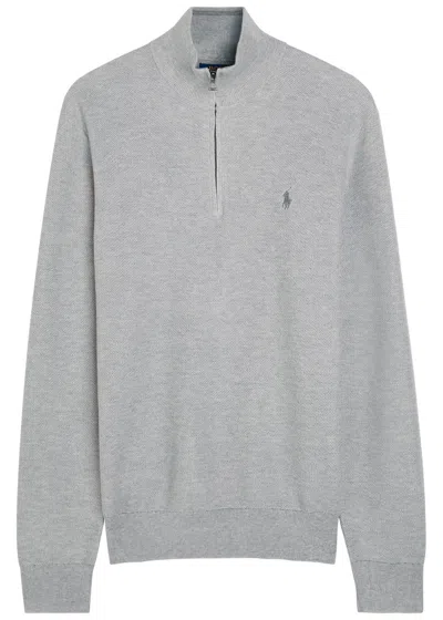 Polo Ralph Lauren Half-zip Cotton-knit Jumper In Gray