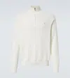 Polo Ralph Lauren Mesh Cotton Quarter-zip Sweater In White