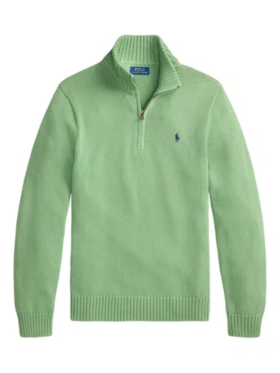 Polo Ralph Lauren Half-zip Cotton Sweater In Green