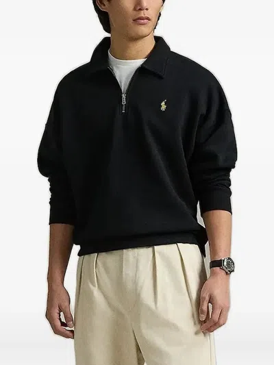 Polo Ralph Lauren Half-zip Cotton Sweatshirt In Black