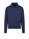 Polo Ralph Lauren Half Zip Cotton Sweatshirt With High Collar In Blue