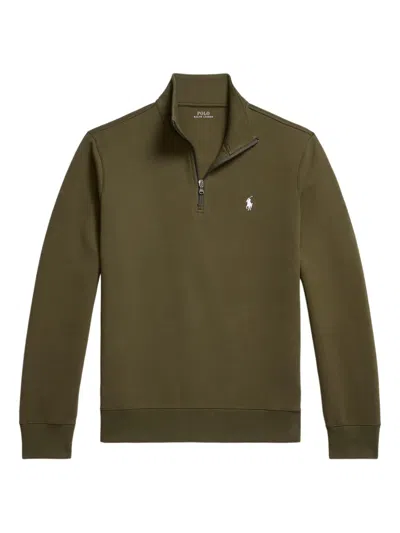 Polo Ralph Lauren Half-zip Double-knit Sweatshirt In Green
