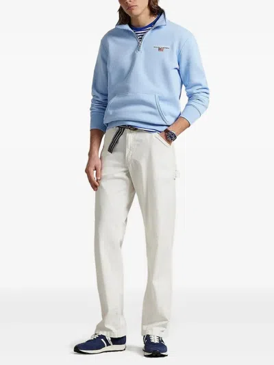 Polo Ralph Lauren Half-zip Kangaroo-pocket Sweatshirt In Blue