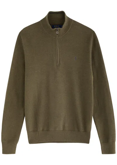 Polo Ralph Lauren Half-zip Logo Cotton Jumper In Green