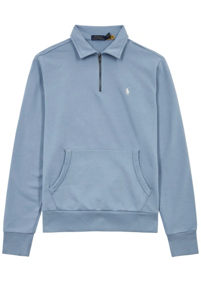 Polo Ralph Lauren Half-zip Logo Cotton Sweatshirt In Blue