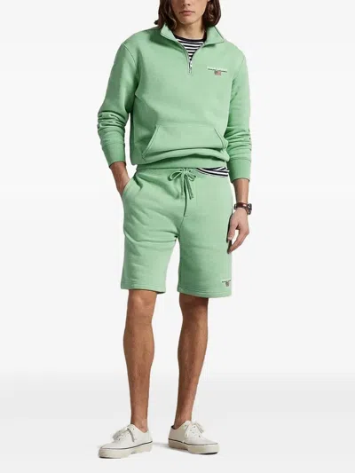 Polo Ralph Lauren Half-zip Logo-embroidered Sweatshirt In Green