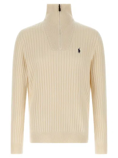 Polo Ralph Lauren Half Zip Sweater Sweaters And Cardigans White In Neutral