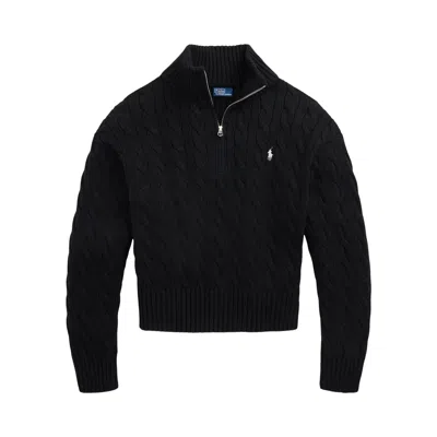 Pre-owned Polo Ralph Lauren Half-zip Sweater 'polo Black' | Women's Size S