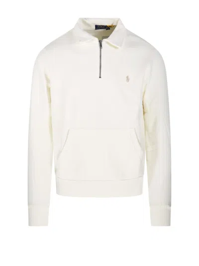 Polo Ralph Lauren Half-zip Sweatshirt With Stand-up Collar In Neutral