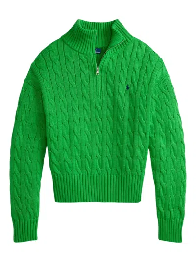 Polo Ralph Lauren Half-zip-up Sweater In Green