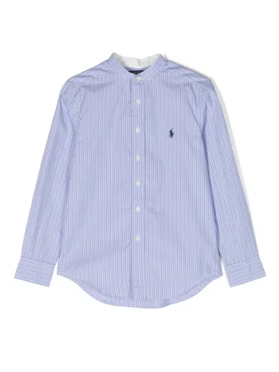 Polo Ralph Lauren Kids' Halo-stripe Cotton Shirt In Blue