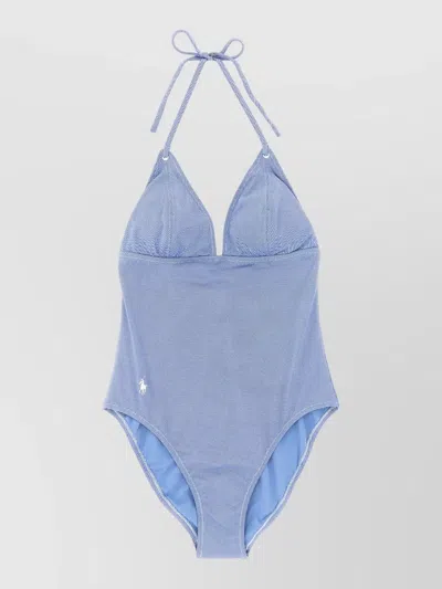 Polo Ralph Lauren Halter Neck One Piece Swimwear In Blue