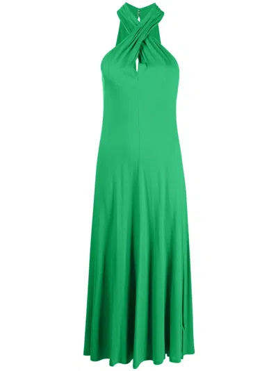Polo Ralph Lauren Halterneck Jersey Midi Dress In Stem