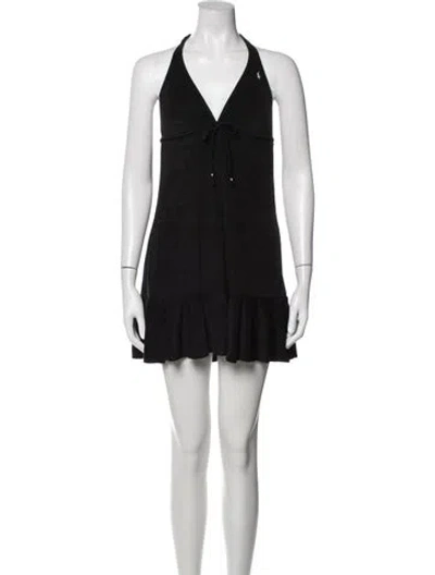 Pre-owned Polo Ralph Lauren Halterneck Mini Dress In Blue