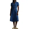 Polo Ralph Lauren Buttoned Denim Midi Dress In Indigo