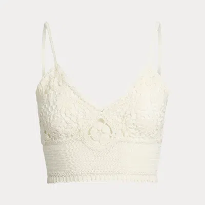 Polo Ralph Lauren Hand-crocheted Floral Silk Bralette In Lux Cream