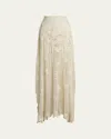 Polo Ralph Lauren Hand-crocheted Floral Silk Sweater Skirt In Cream