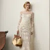 Polo Ralph Lauren Hand-crocheted Floral Silk Sweater Skirt In Lux Cream