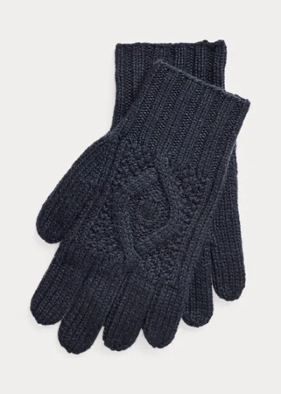 Polo Ralph Lauren Hand-knit Cable Cashmere Gloves In Classic Chairman Navy