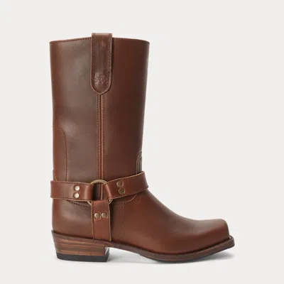 Polo Ralph Lauren Harness Leather Western Boot In Birch In Brown