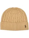 Polo Ralph Lauren Wool Blend Cable Knit Beanie Hat In Beige