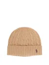 Polo Ralph Lauren Wool Blend Cable Knit Beanie Hat In Beige