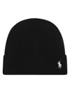 Polo Ralph Lauren Ribbed Knit Beanie Hat With Logo Detail In Black