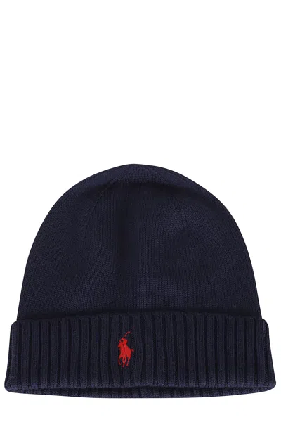 Polo Ralph Lauren Mens Hunter Navy Logo-embroidered Wool Hat In Brown