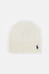 Polo Ralph Lauren Cream Cable Knit Hat With Turned-up Brim In Gold