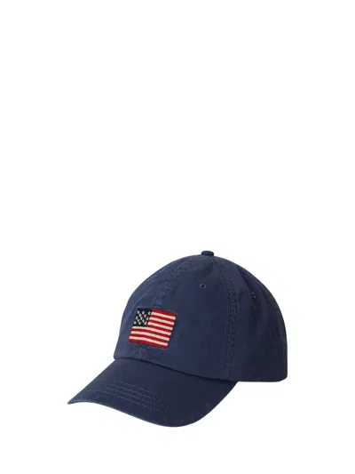 Polo Ralph Lauren Hat With Flag Embroidery In Blue