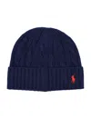 Polo Ralph Lauren Wool Blend Cable Knit Beanie Hat In Blue