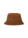 Polo Ralph Lauren Logo Bucket Hat In Brown