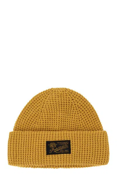 Polo Ralph Lauren Logo Patch Ribbed Beanie In Yellow