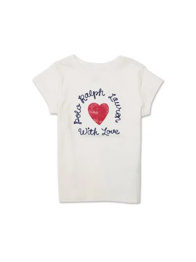 Polo Ralph Lauren Heart Logo Mini T-shirt For Girls In White