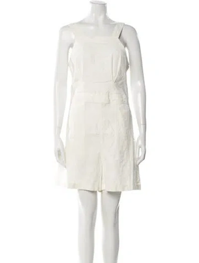 Pre-owned Polo Ralph Lauren Hemp Square Neckline Romper In White