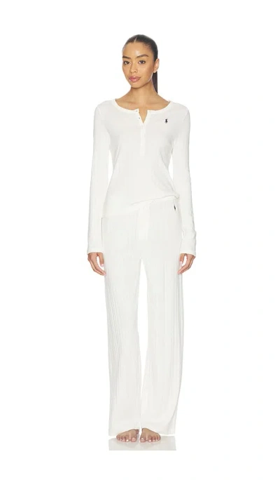 Polo Ralph Lauren Henley & Wide Leg Sleep Set In White