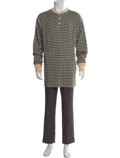 Pre-owned Polo Ralph Lauren Henley Sweater Plaid Print Shirt In Neutral