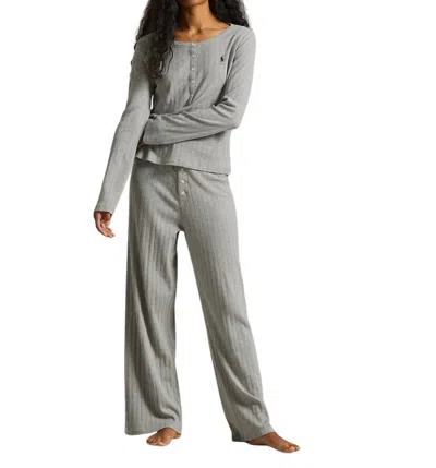 Polo Ralph Lauren Henley Wide Leg Sleep Set In Heather Grey In Gray