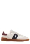 Polo Ralph Lauren Heritage Aera Leather-suede Trainer In White/blue/wine