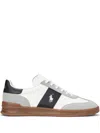 Polo Ralph Lauren Heritage Aera Suede Sneakers In White/black/soft Grey