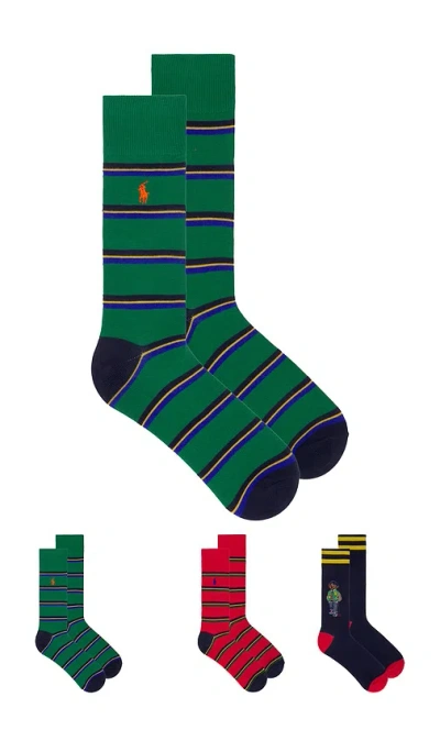 Polo Ralph Lauren Heritage Bear Socks Gift Box In Green